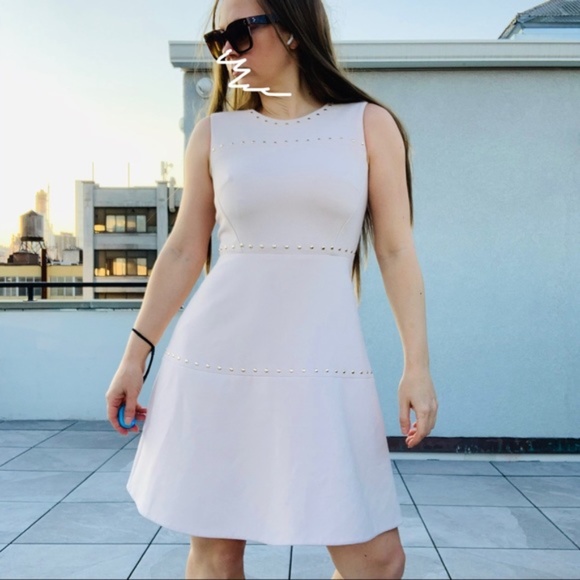 Kate Spade Rose Gold Studs Blush Pink A-Line Dress - Picture 15 of 15
